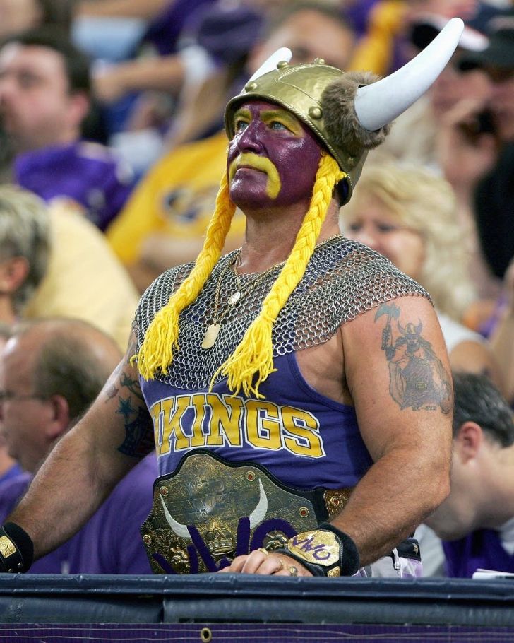 Minnesota Vikings superfan in full Viking attire