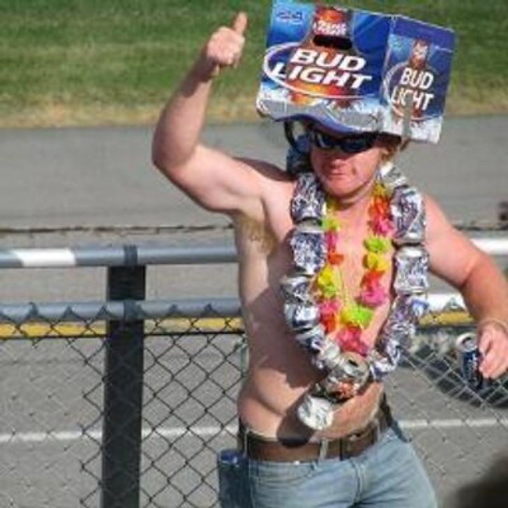 Fan covered head-to-toe in Bud Light branding