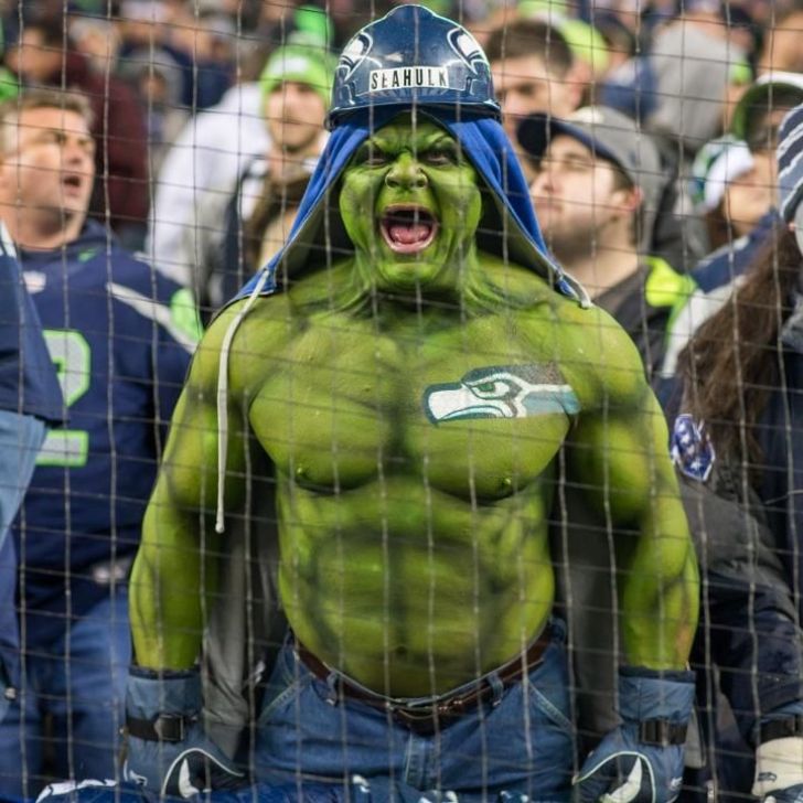 Seahawks fan dressed as the Hulk